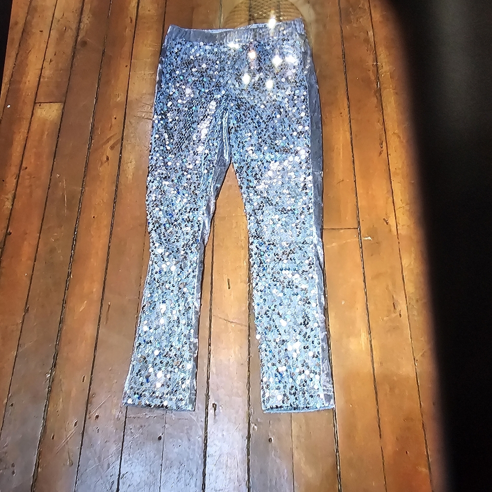 Me and joy sequined pants silver